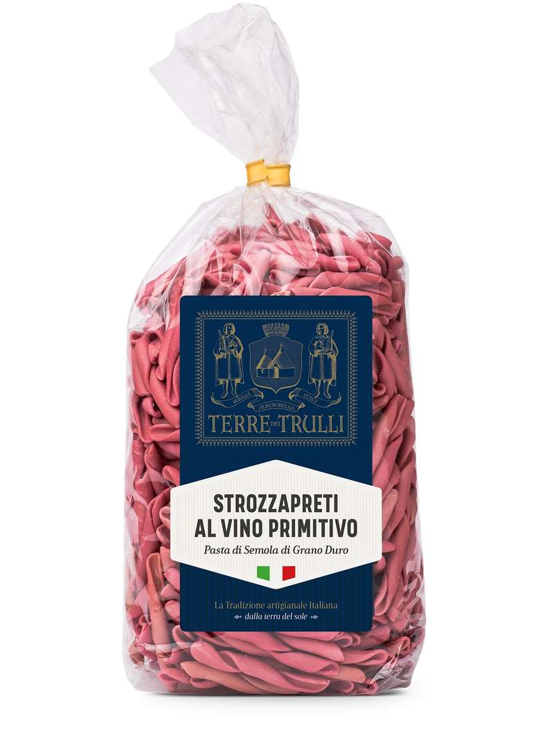 Strozzapreti mit Primitivo-Wein